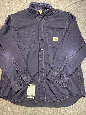 Carhartt FR Men’s Large Blue Work Shirt Flame Resistant Long Sleeve Button Down